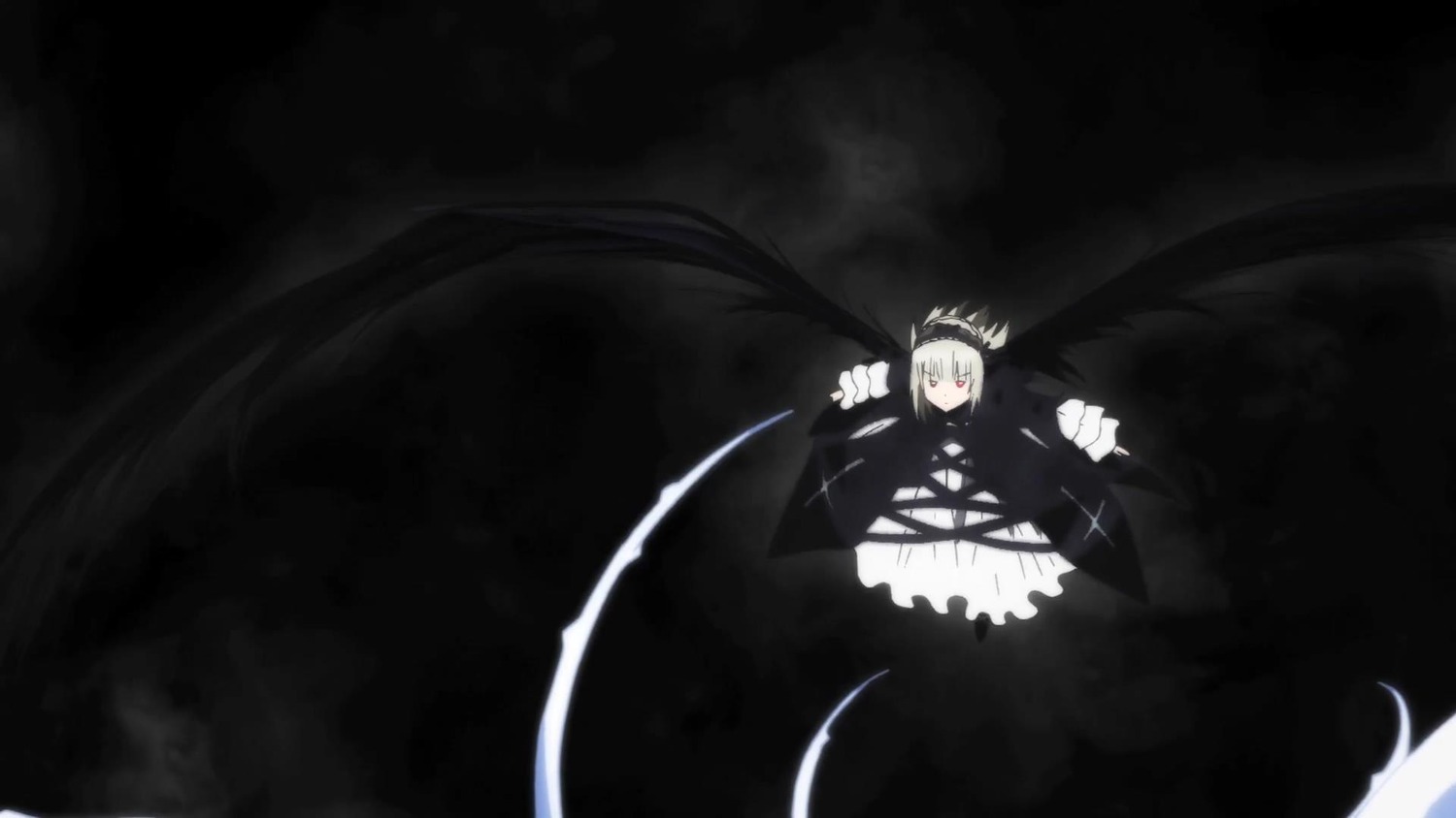 1girl dress frills image long_sleeves solo suigintou wings