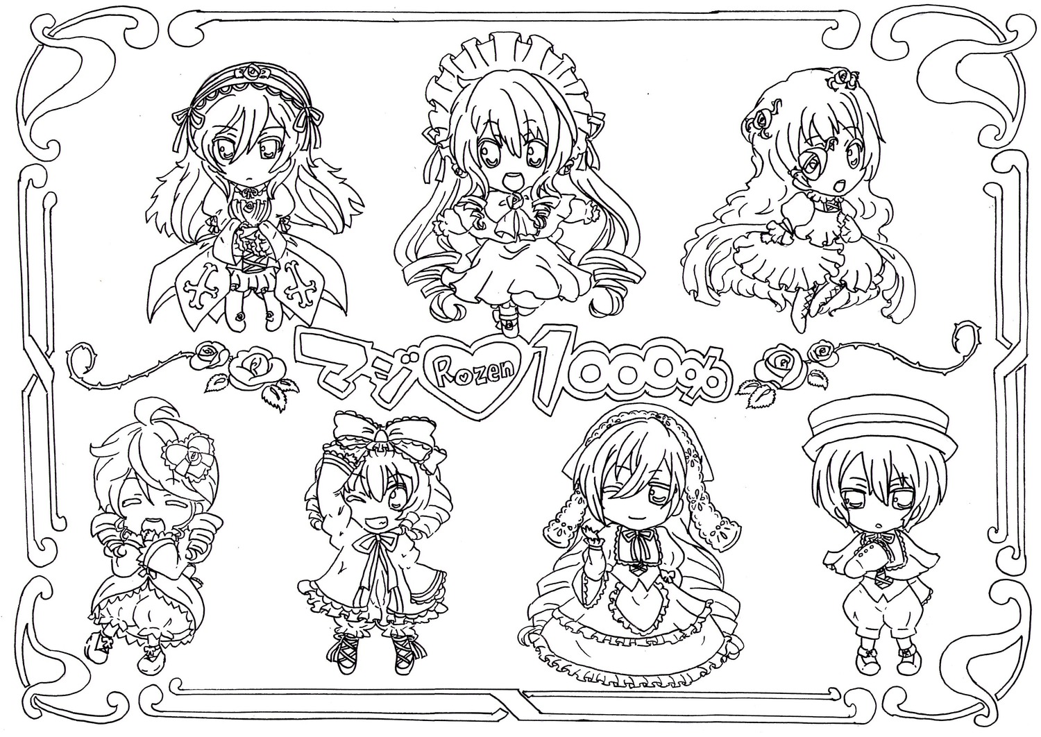 6+girls dress flower hair_between_eyes hat image long_hair looking_at_viewer monochrome multiple multiple_girls one_eye_closed open_mouth short_hair smile tagme twintails very_long_hair wings