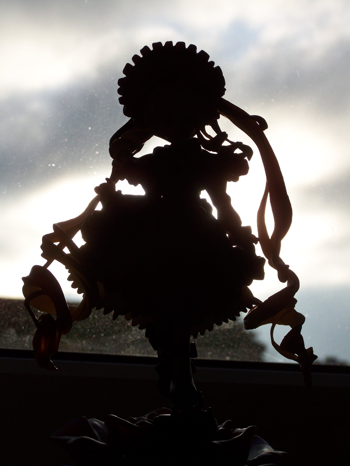 1girl dress hat image shinku silhouette sky solo standing