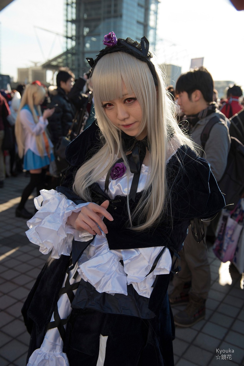 1girl bangs blurry blurry_background depth_of_field frills hairband lips lolita_fashion long_hair looking_at_viewer solo solo_focus standing suigintou