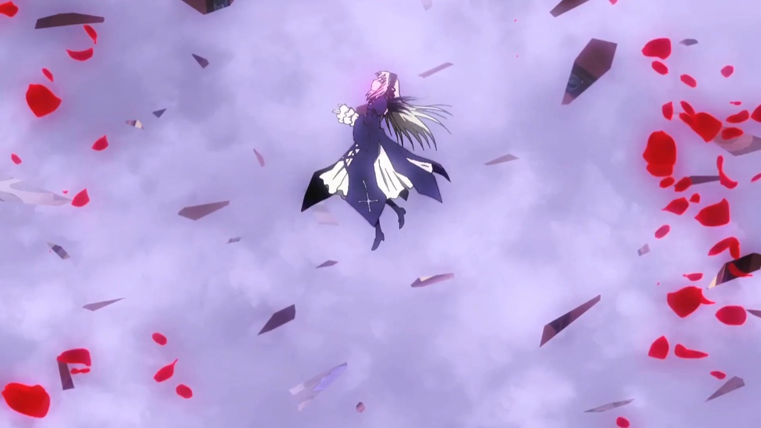 1girl closed_eyes dress flower image long_hair petals ribbon rose rose_petals solo suigintou wings