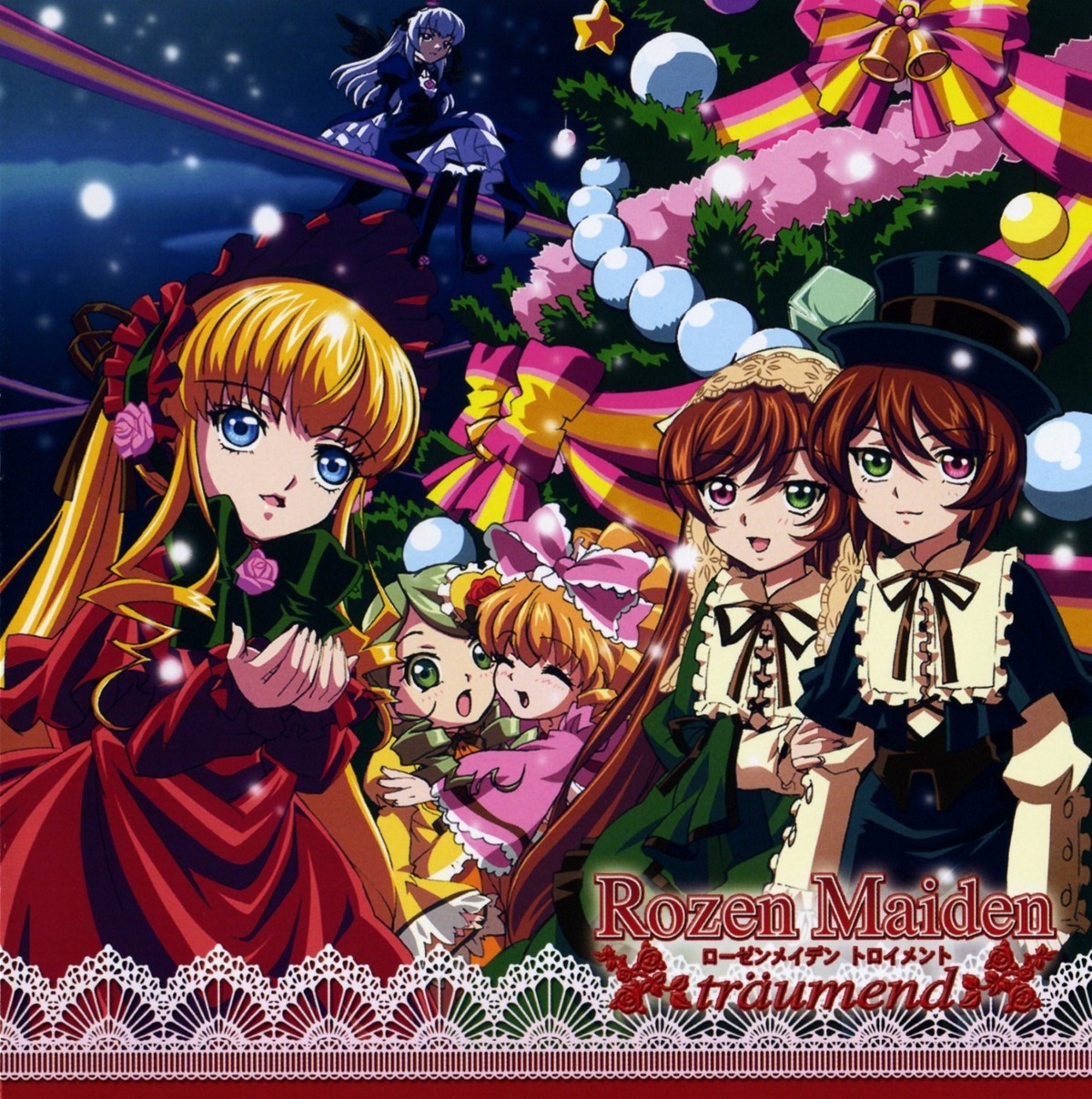 6+girls blonde_hair blue_eyes bonnet bow brown_hair christmas_tree closed_eyes dress frills green_eyes hat heterochromia hina_ichigo holding_hands image long_hair long_sleeves multiple multiple_girls open_mouth pink_bow red_eyes ribbon shinku short_hair siblings sisters souseiseki suigintou suiseiseki tagme top_hat twins twintails very_long_hair