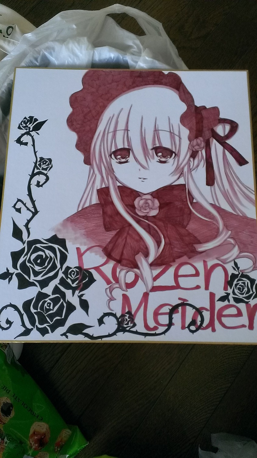 1girl bonnet dress flower image long_hair looking_at_viewer rose shinku solo suigintou twintails