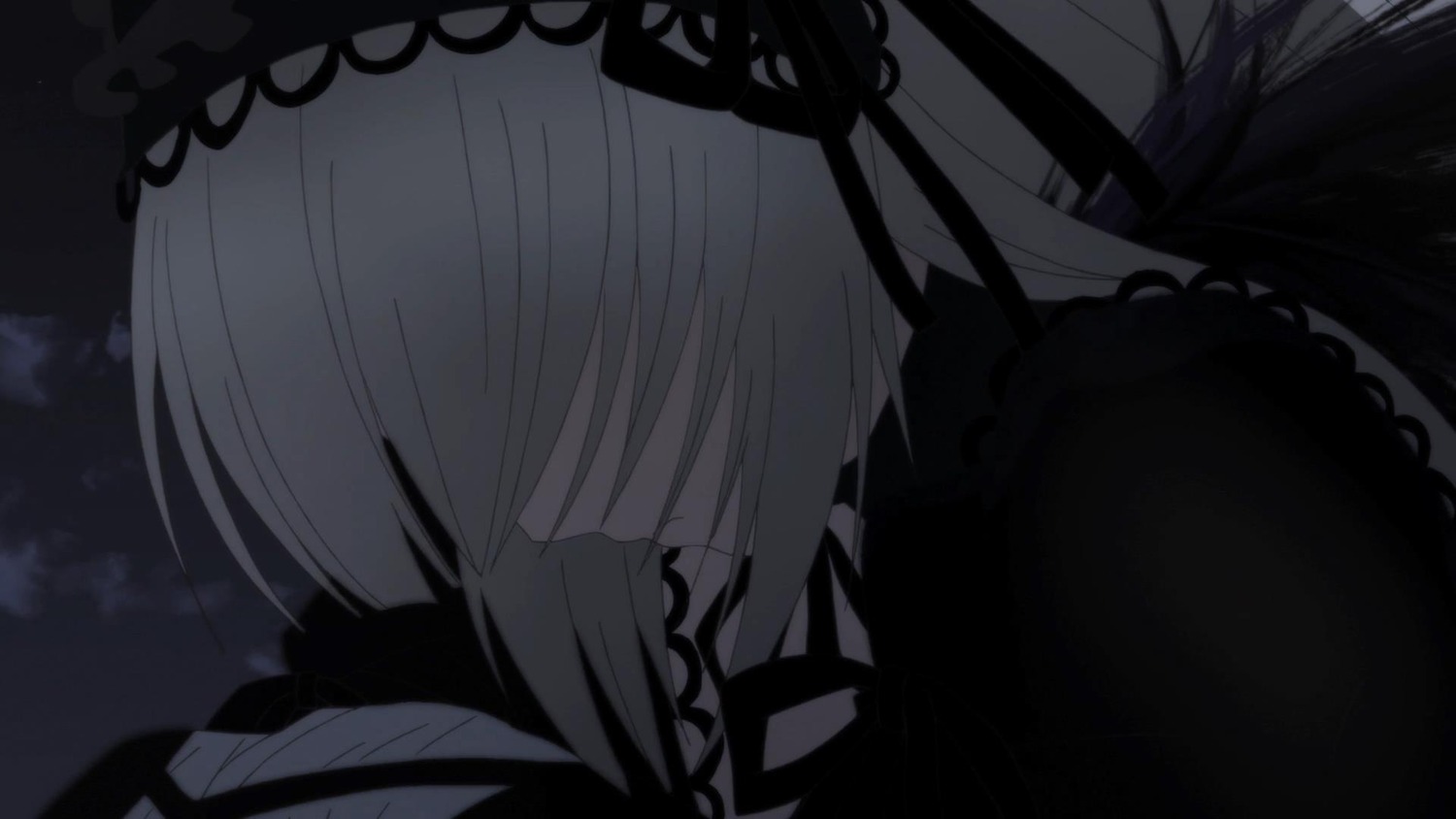 1girl bangs bare_shoulders closed_mouth dress eyebrows_visible_through_hair image long_hair solo suigintou