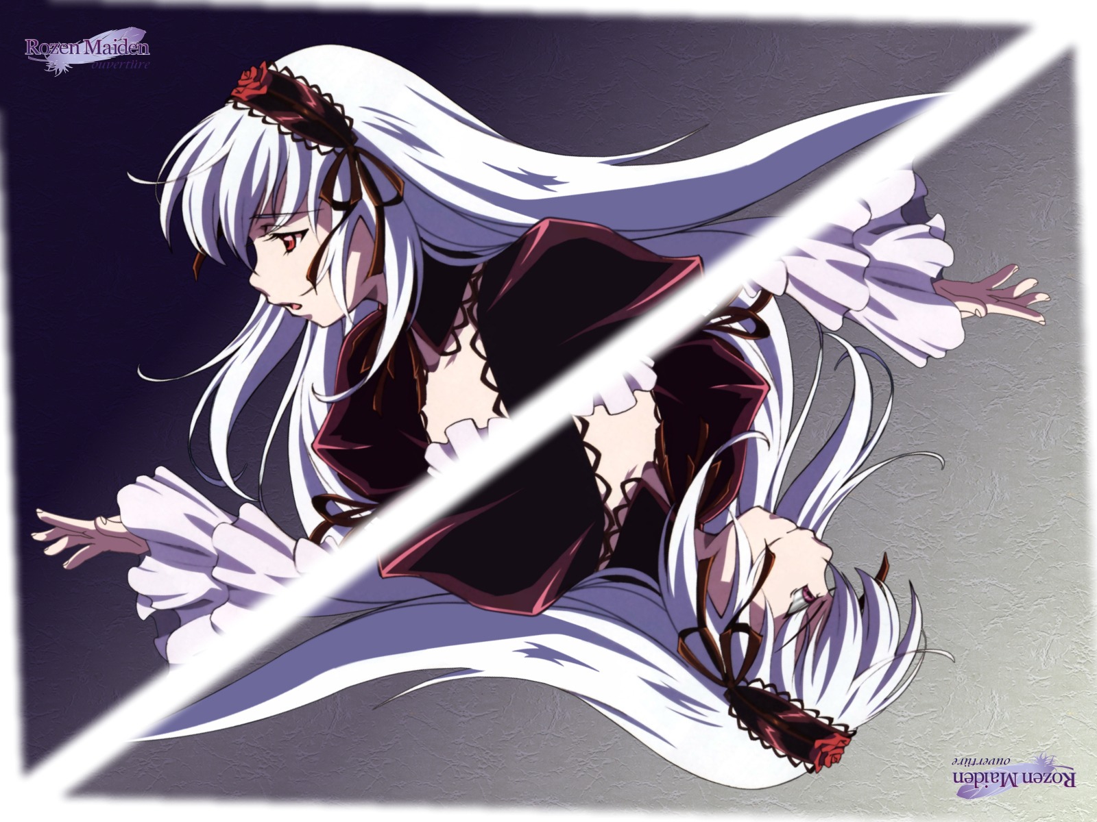 1girl dress frills hairband image long_hair long_sleeves looking_afar profile red_eyes silver_hair solo suigintou very_long_hair