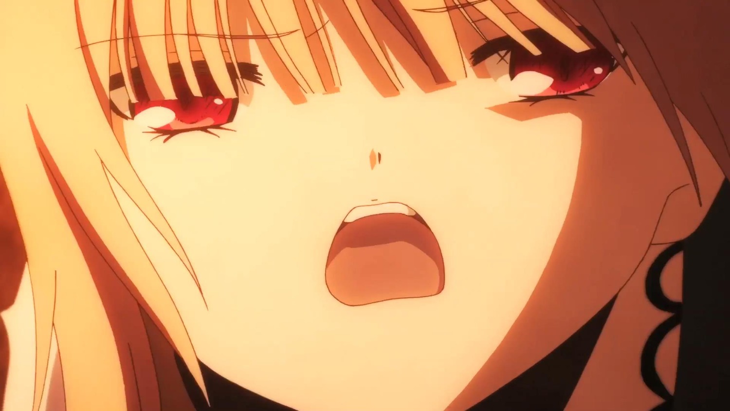 1girl bangs blonde_hair blush close-up eyebrows_visible_through_hair face image looking_at_viewer open_mouth red_eyes smile solo suigintou