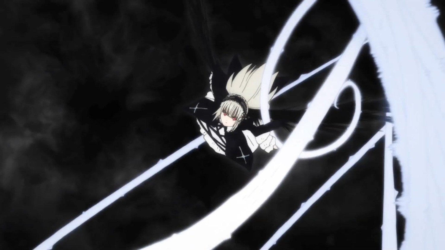 1girl bangs hairband holding holding_weapon image looking_at_viewer red_eyes solo suigintou weapon