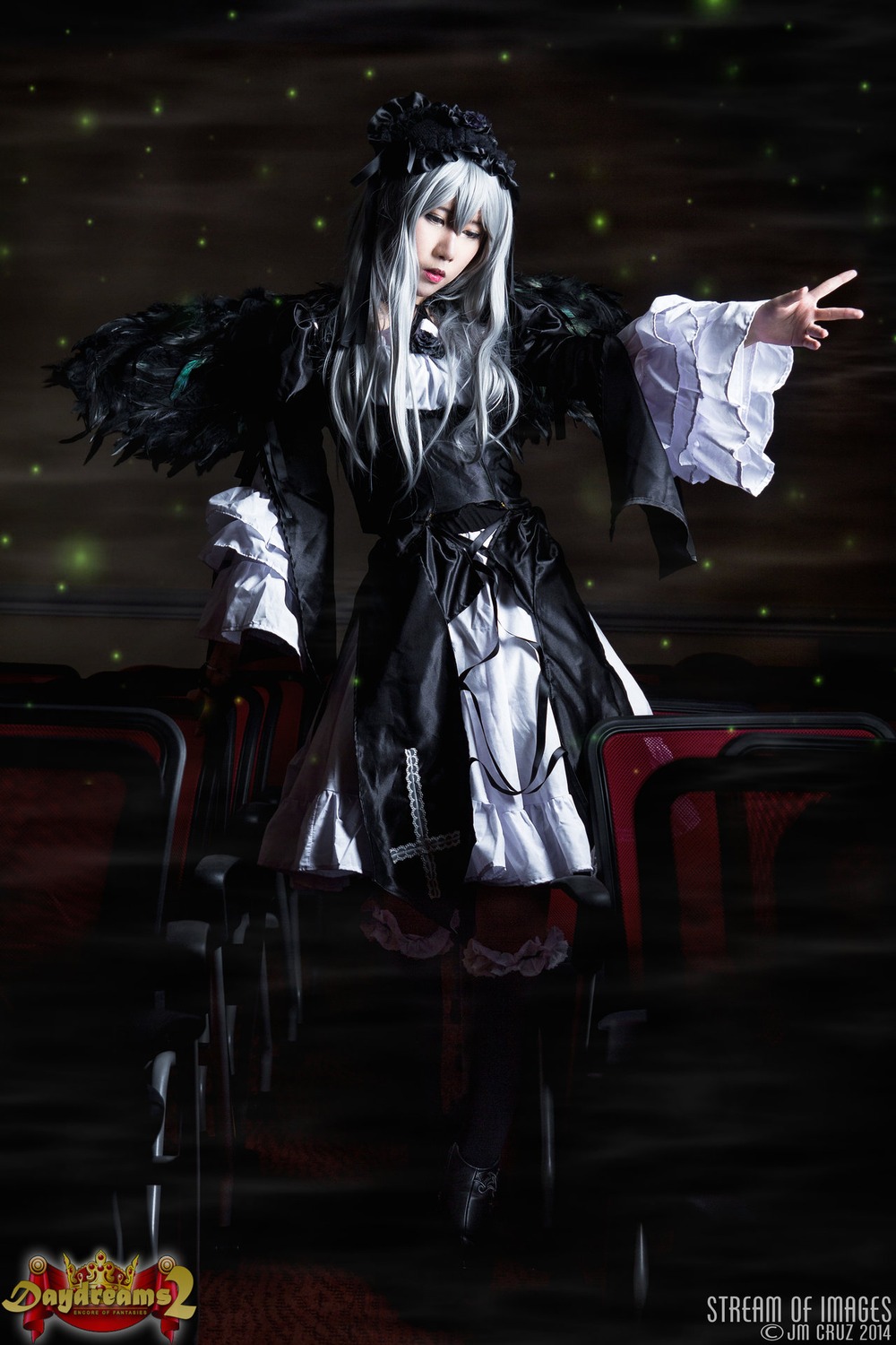 1girl dress full_body gothic gothic_lolita indoors long_hair long_sleeves solo standing suigintou