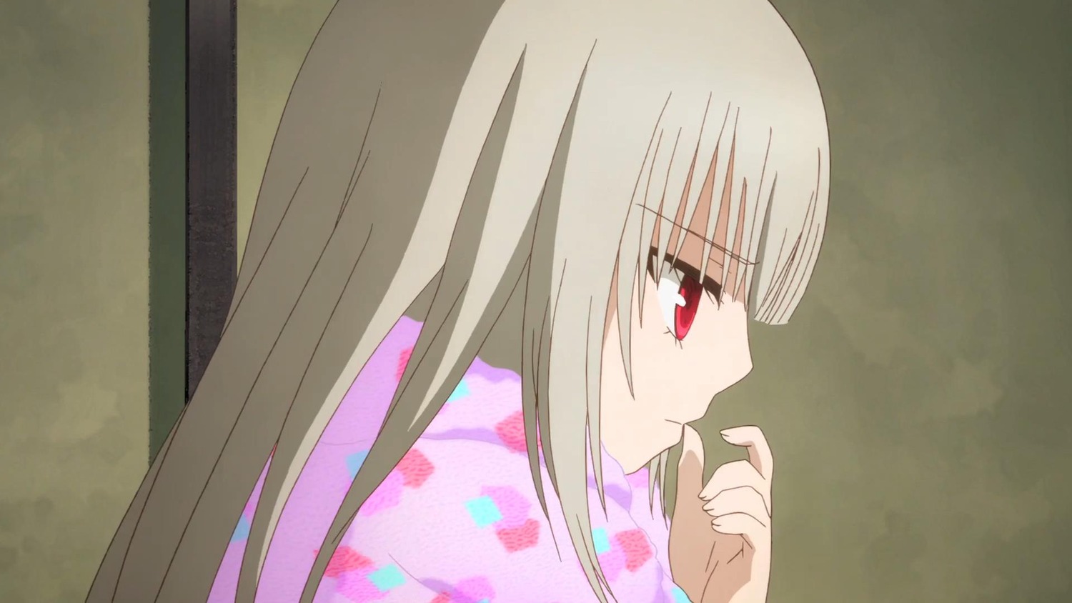1girl bangs closed_mouth eyebrows_visible_through_hair finger_to_mouth image long_hair looking_at_viewer red_eyes shushing solo suigintou