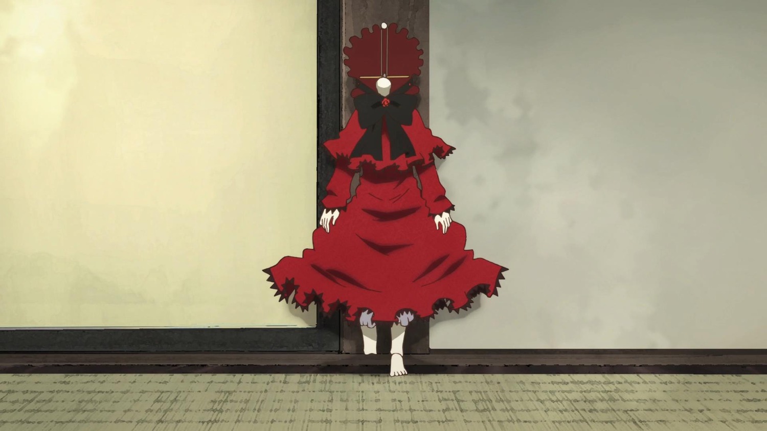 1girl bow dress image shinku short_hair solo torn_clothes