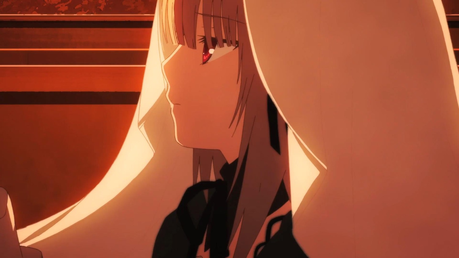 2girls bangs close-up closed_mouth eyebrows_visible_through_hair grey_hair image long_hair multiple_girls profile red_eyes smile solo suigintou