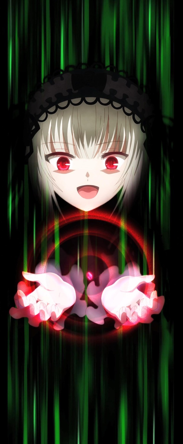 1girl :d auto_tagged dress hairband image long_hair looking_at_viewer open_mouth red_eyes silver_hair smile solo suigintou