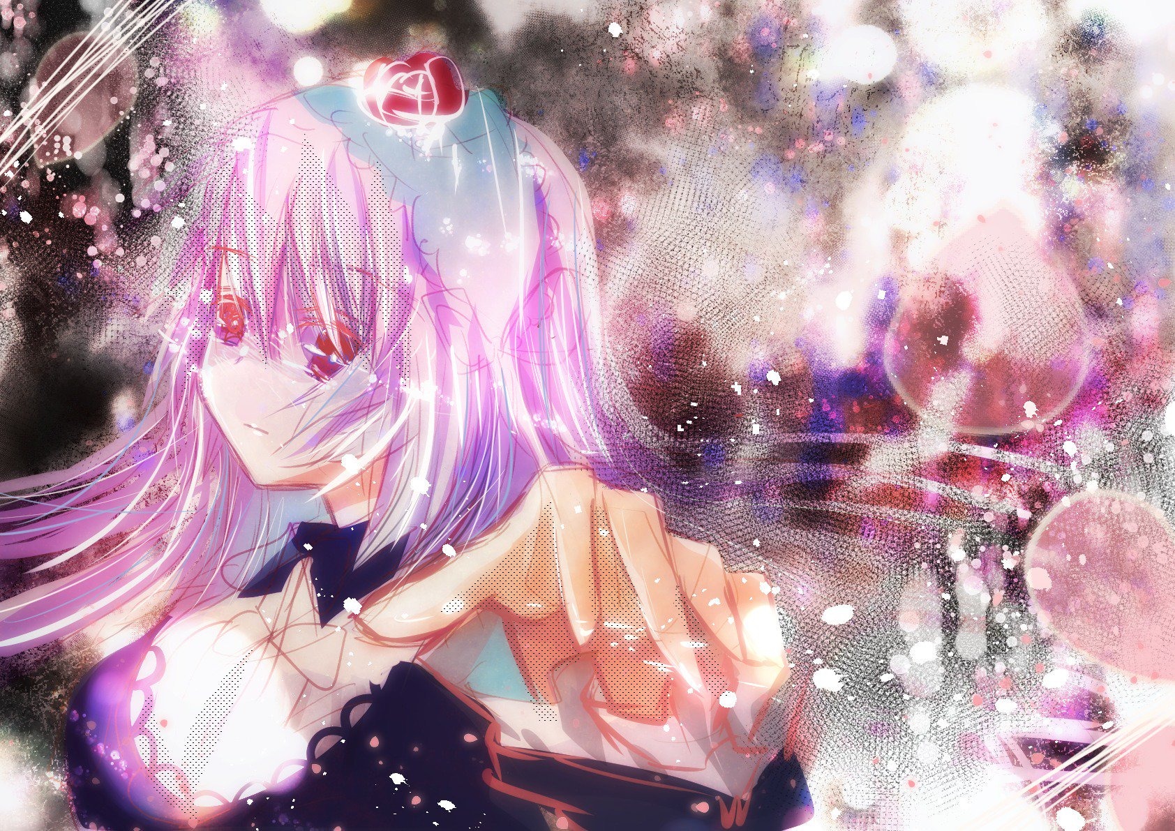 1girl bow bowtie image long_hair pink_hair red_eyes shirt solo suigintou upper_body