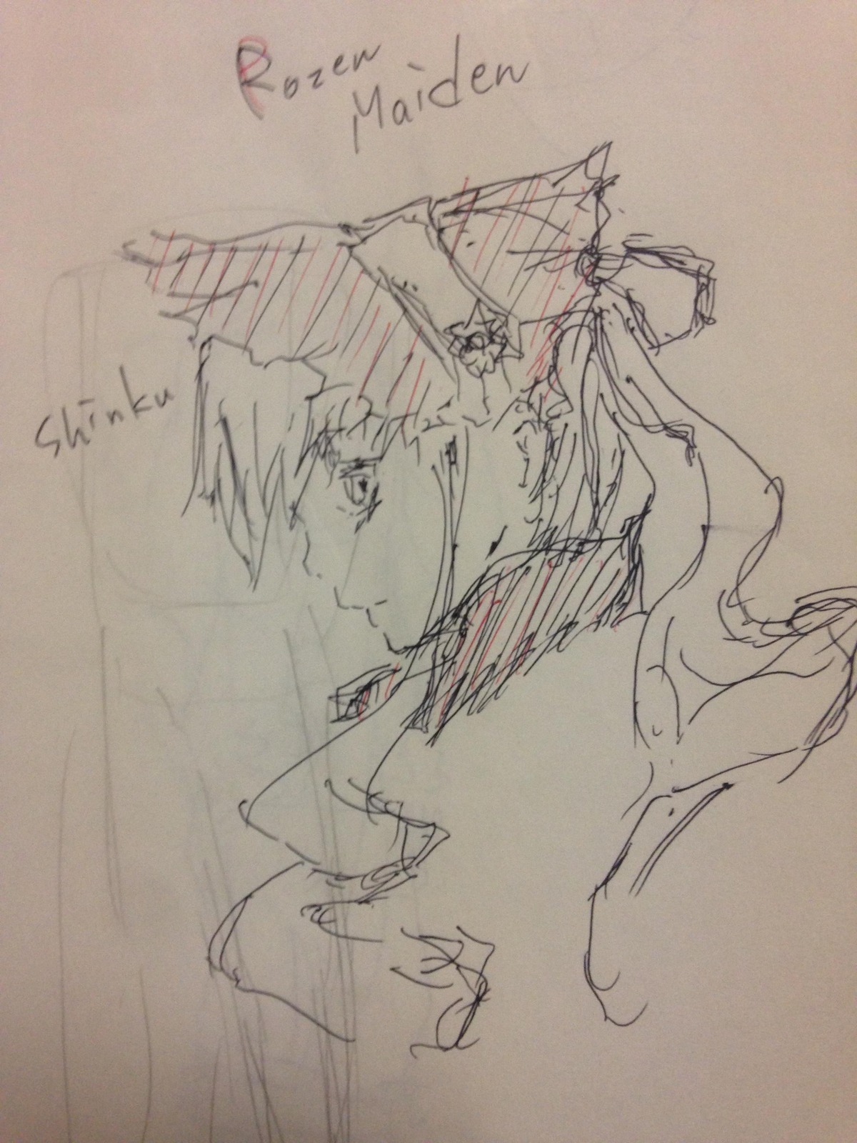 1girl dated image monochrome profile shinku signature sketch solo traditional_media