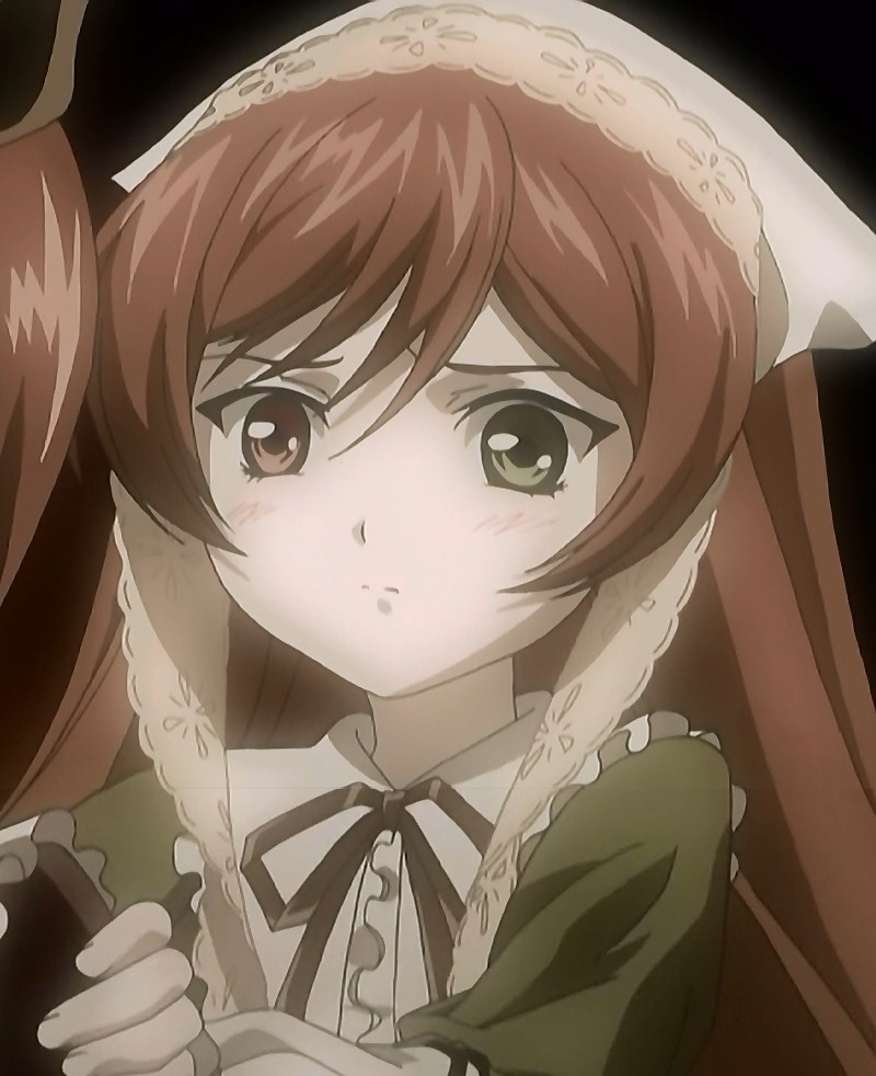 1girl blush brown_hair closed_mouth frills frown image long_hair looking_at_viewer ribbon solo suiseiseki twintails