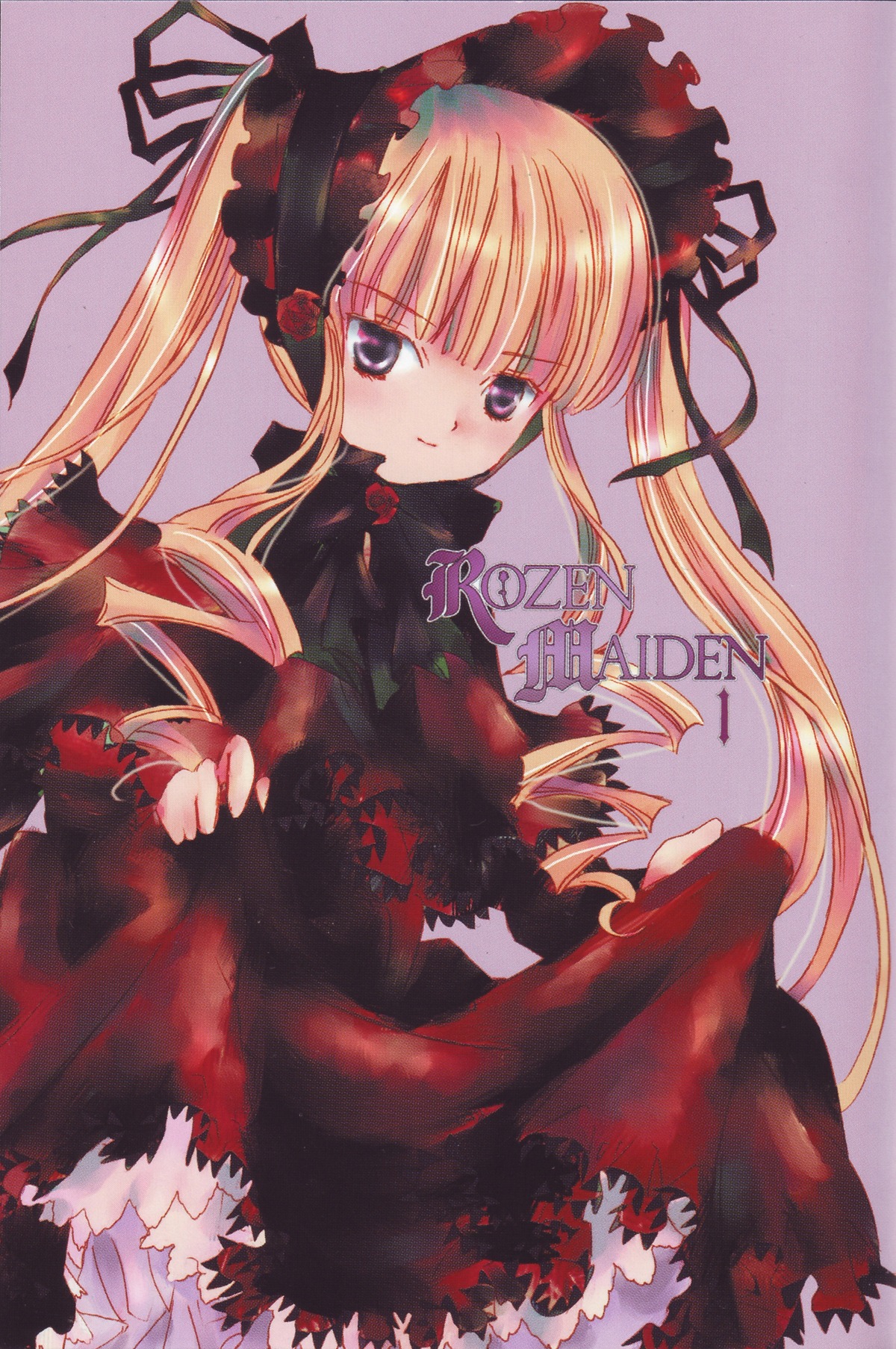 1girl blonde_hair blush bow dress frills image lace lolita_fashion long_hair long_sleeves looking_at_viewer red_dress shinku solo twintails