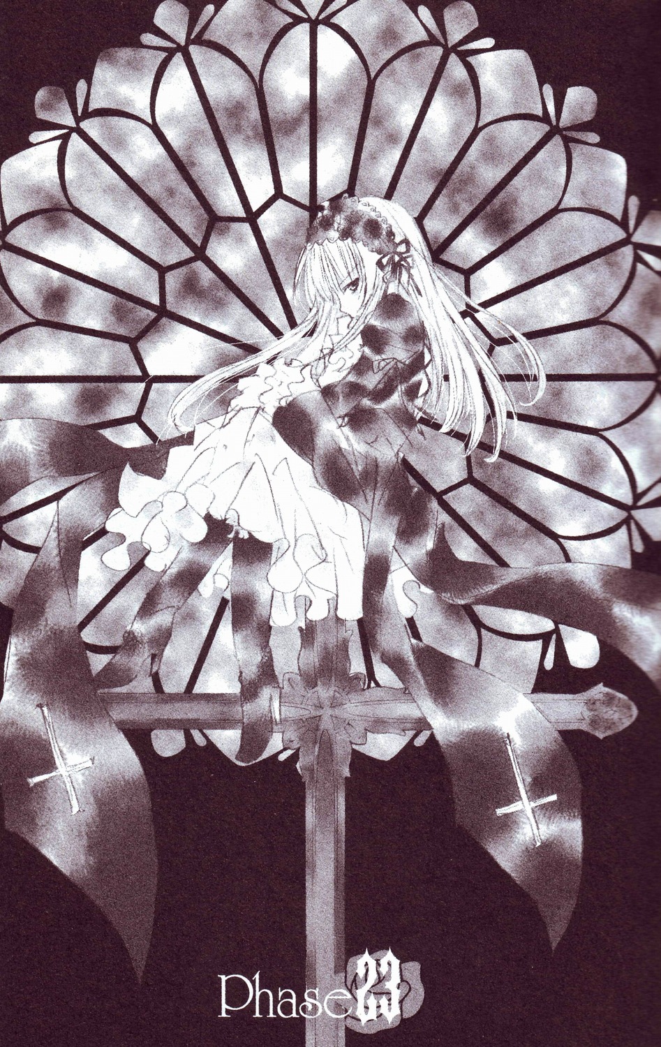 1girl dress flower frills hairband image lolita_hairband long_hair solo suigintou very_long_hair window wings