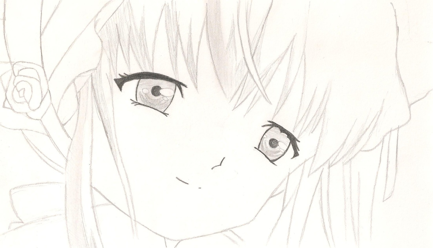 1girl bangs blush closed_mouth eyebrows_visible_through_hair flower hair_between_eyes hair_flower image looking_at_viewer rose shinku smile solo white_background white_flower white_rose