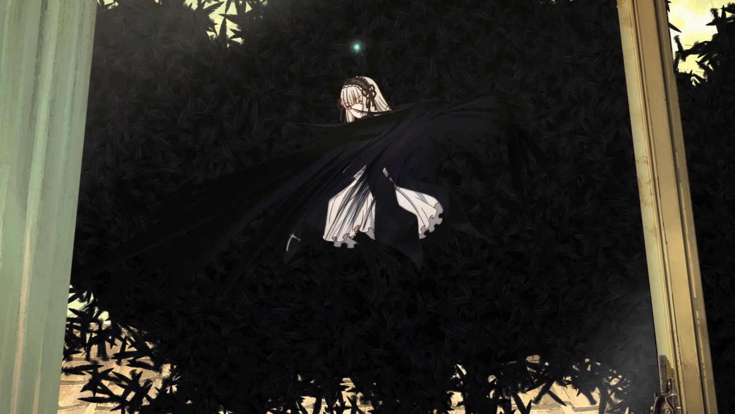 1girl black_dress blonde_hair closed_eyes curtains dress image solo suigintou