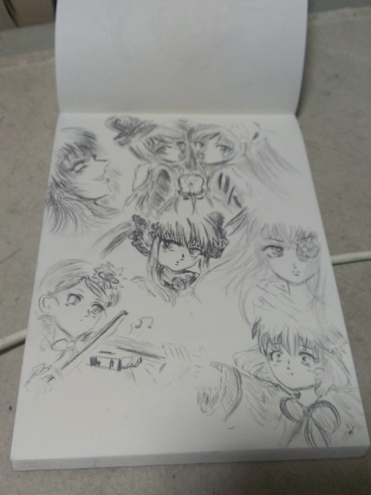 6+girls flower graphite_(medium) greyscale hair_ornament hakurei_reimu hat image kirisame_marisa long_hair monochrome multiple multiple_girls photo short_hair sketch smile tagme traditional_media