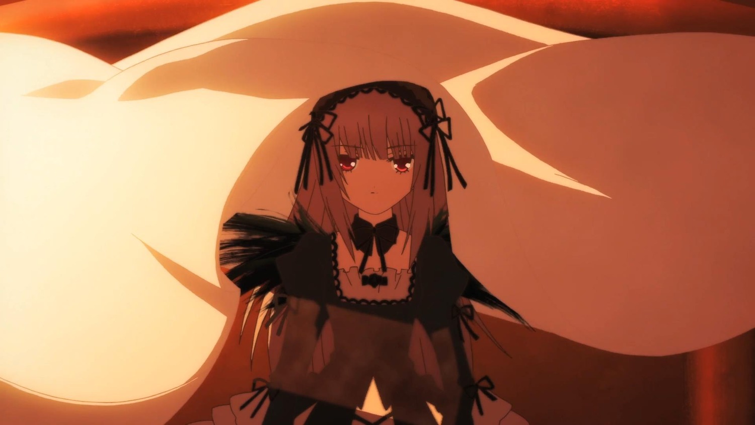 1girl auto_tagged bangs black_dress black_ribbon black_wings closed_mouth dress eyebrows_visible_through_hair frills hairband image juliet_sleeves long_hair long_sleeves looking_at_viewer possible_duplicate puffy_sleeves ribbon solo suigintou wings