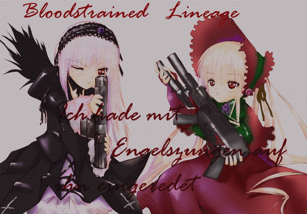 2girls dress gun hairband holding image long_hair multiple_girls pair shinku suigintou weapon