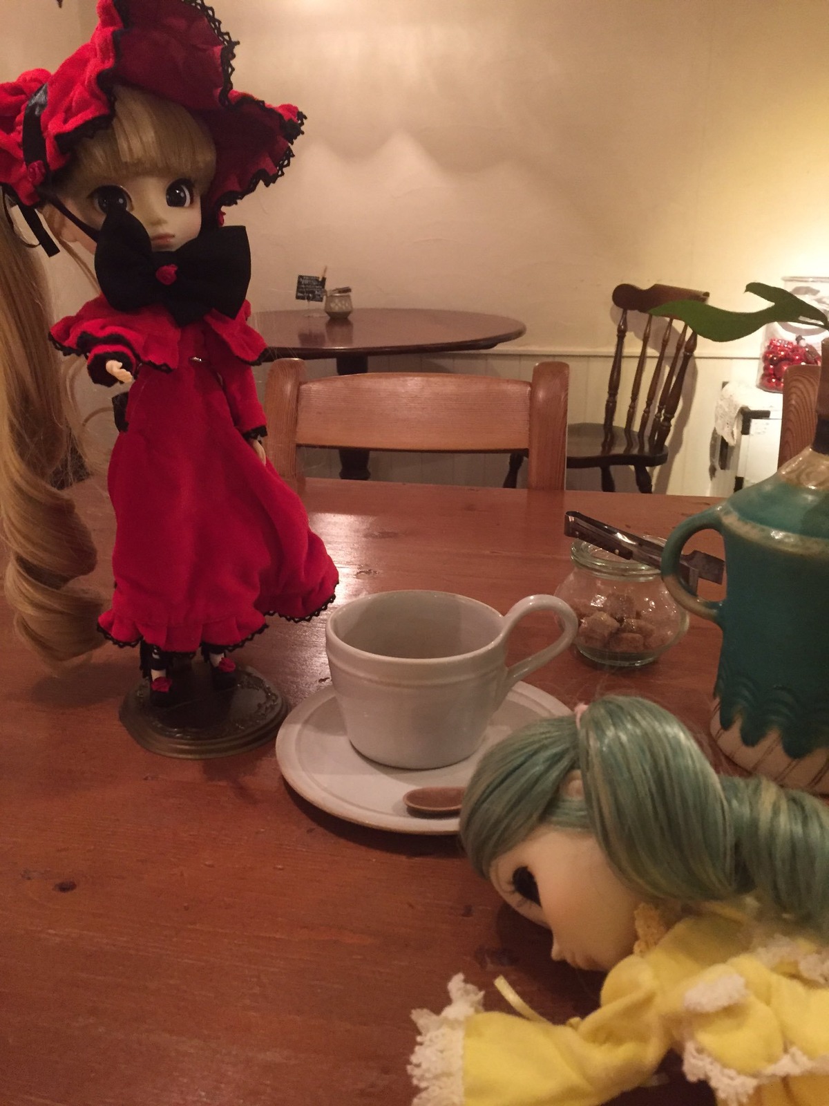 cup doll dress drill_hair long_hair multiple_dolls red_dress shinku standing tagme teacup twin_drills