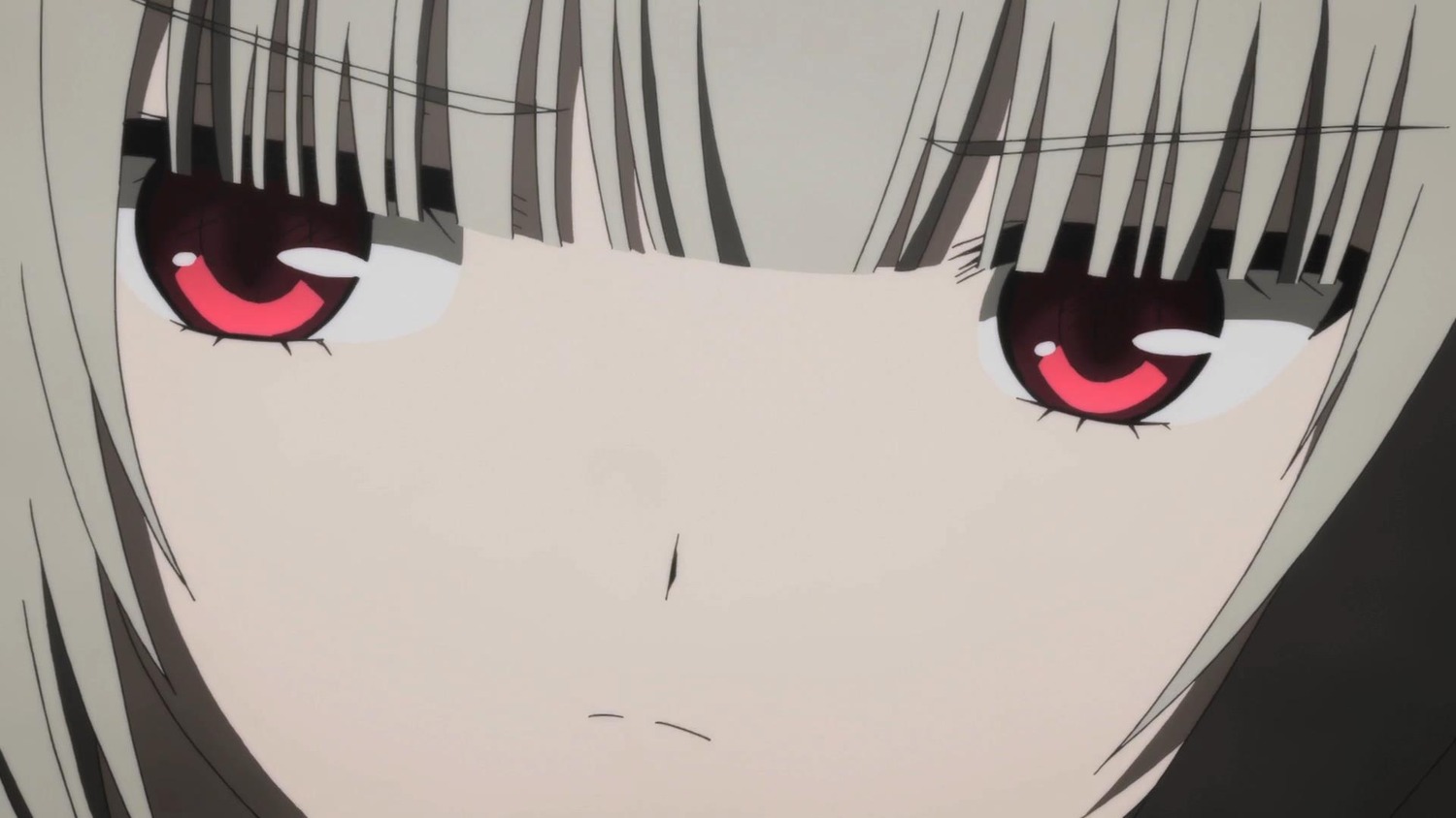 1girl bangs close-up eyebrows_visible_through_hair face image lips looking_at_viewer red_eyes simple_background solo suigintou