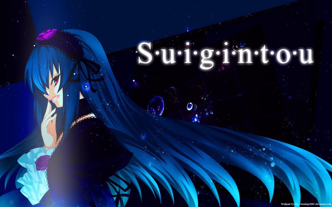 1girl black_dress dress finger_to_mouth flower hairband image long_hair night red_eyes rose sky smile solo star_(sky) starry_sky suigintou very_long_hair