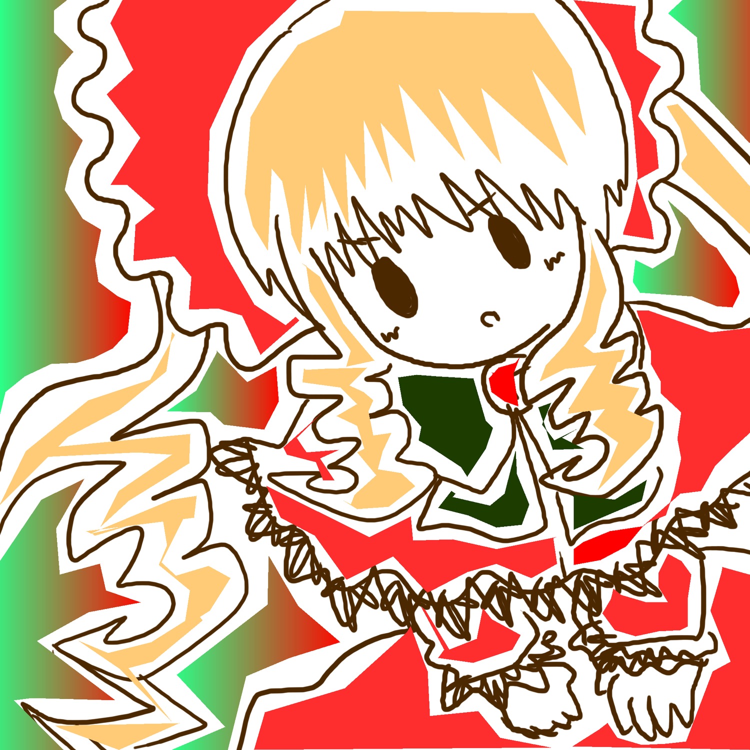 1girl chibi dress image shinku solo sweatdrop