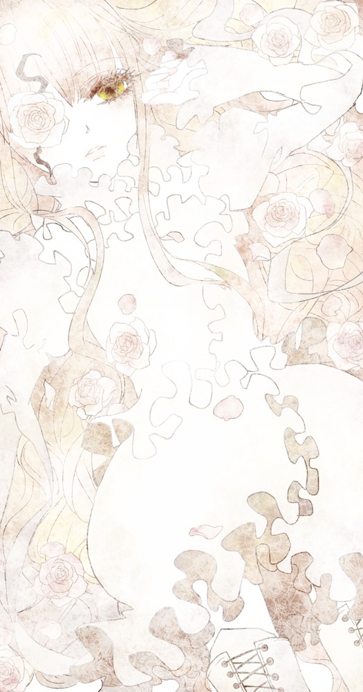 1girl flower frills hair_ornament image kirakishou lace rose solo white_flower white_rose yellow_eyes