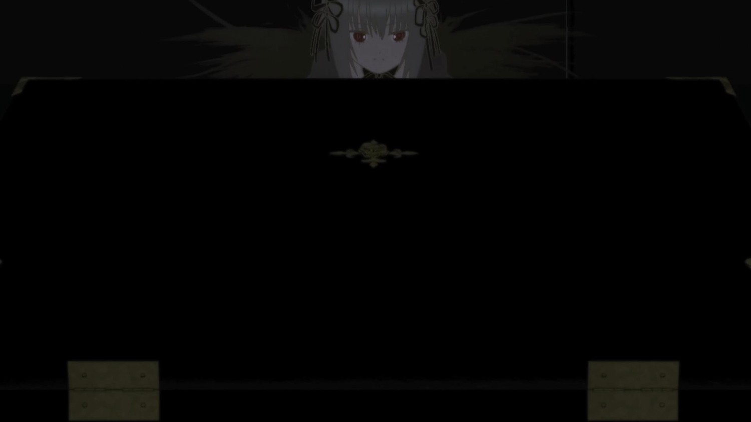 1girl bangs closed_mouth dress eyebrows_visible_through_hair flower hair_between_eyes hair_ribbon image long_hair red_eyes ribbon solo suigintou virtual_youtuber