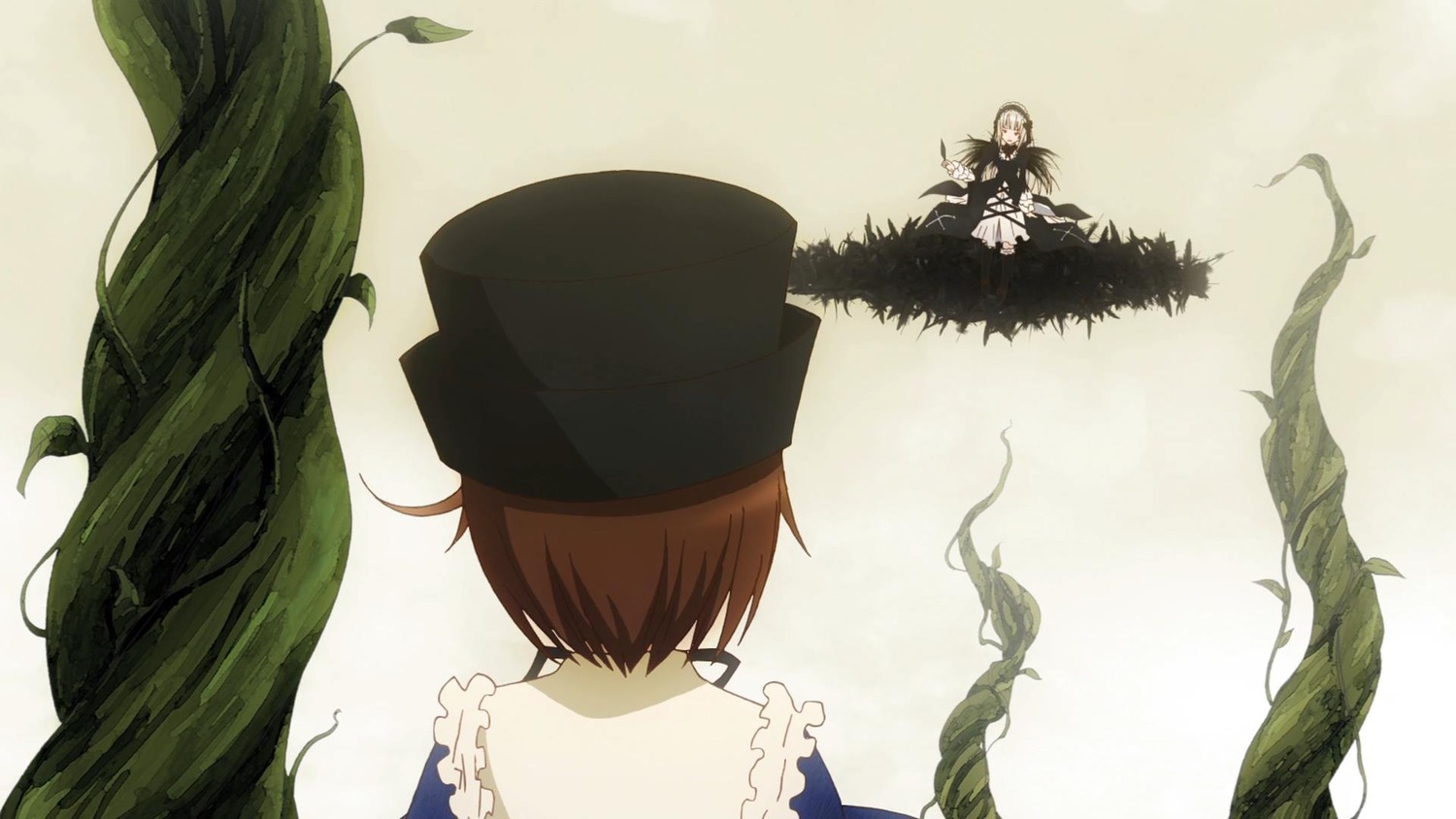 branch brown_hair hat image leaf long_hair pair plant short_hair souseiseki suigintou vines