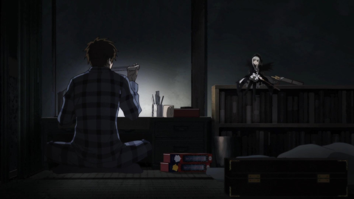 2boys dark image indoors multiple_boys sakurada_jun sitting solo suigintou table
