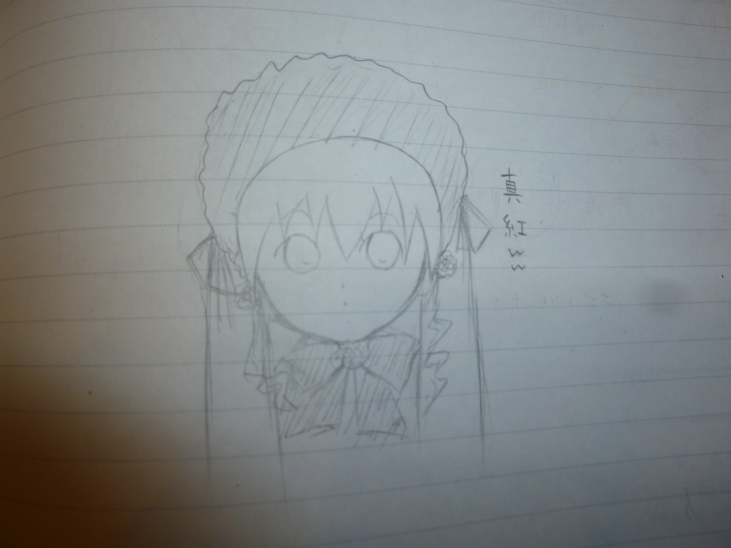 1girl auto_tagged bonnet eyebrows_visible_through_hair hat image looking_at_viewer monochrome shinku sketch solo traditional_media virtual_youtuber