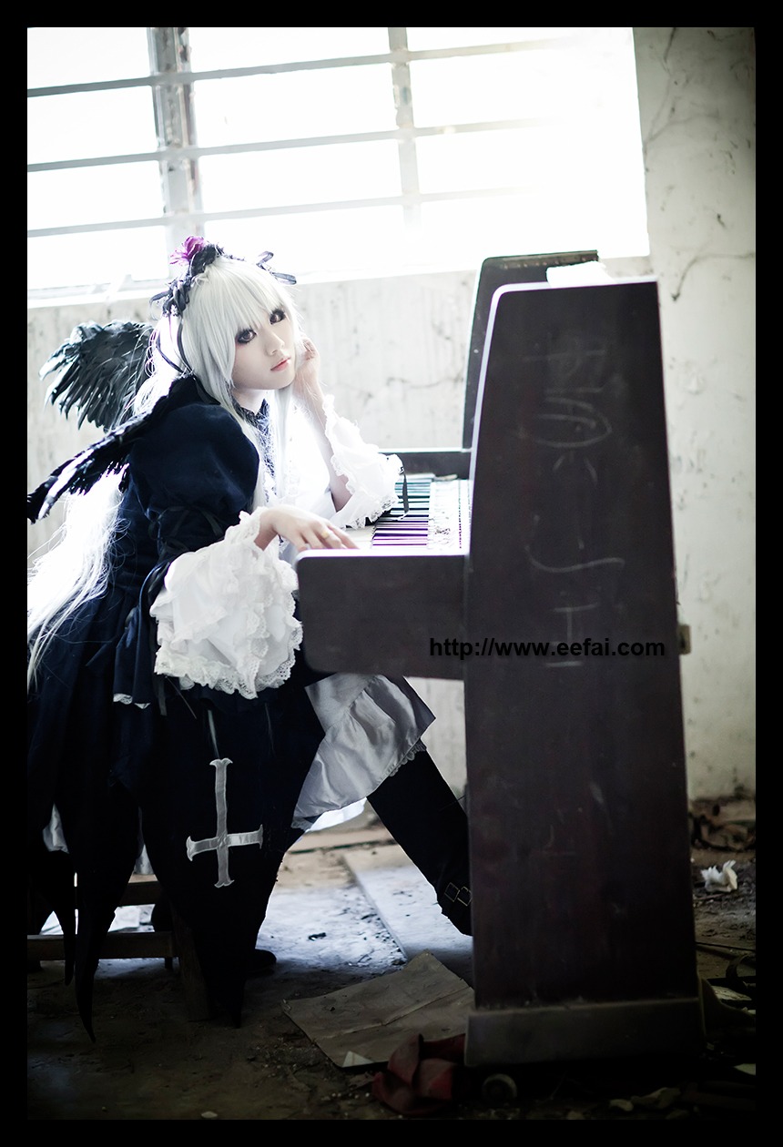 1girl letterboxed sitting solo suigintou window