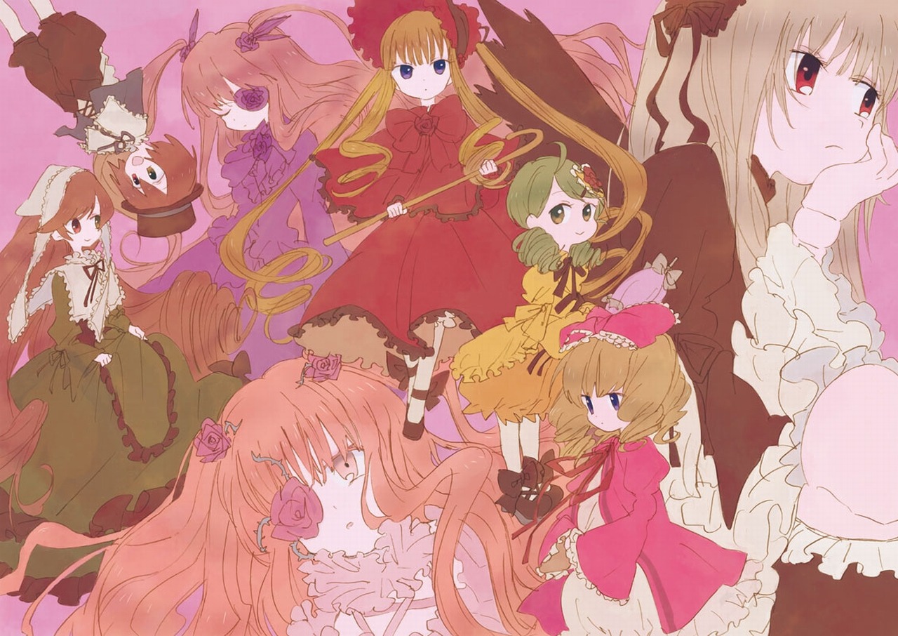 6+girls barasuishou blonde_hair blue_eyes bonnet bow brown_hair commentary_request doll_joints dress drill_hair everyone eyepatch flower frills green_eyes green_hair hat heterochromia hina_ichigo image joints kanaria kirakishou long_hair mokeo multiple multiple_girls pink_bow pink_eyes pink_hair purple_eyes red_eyes ribbon rose rozen_maiden shinku short_hair souseiseki suigintou suiseiseki tagme twintails two_side_up very_long_hair