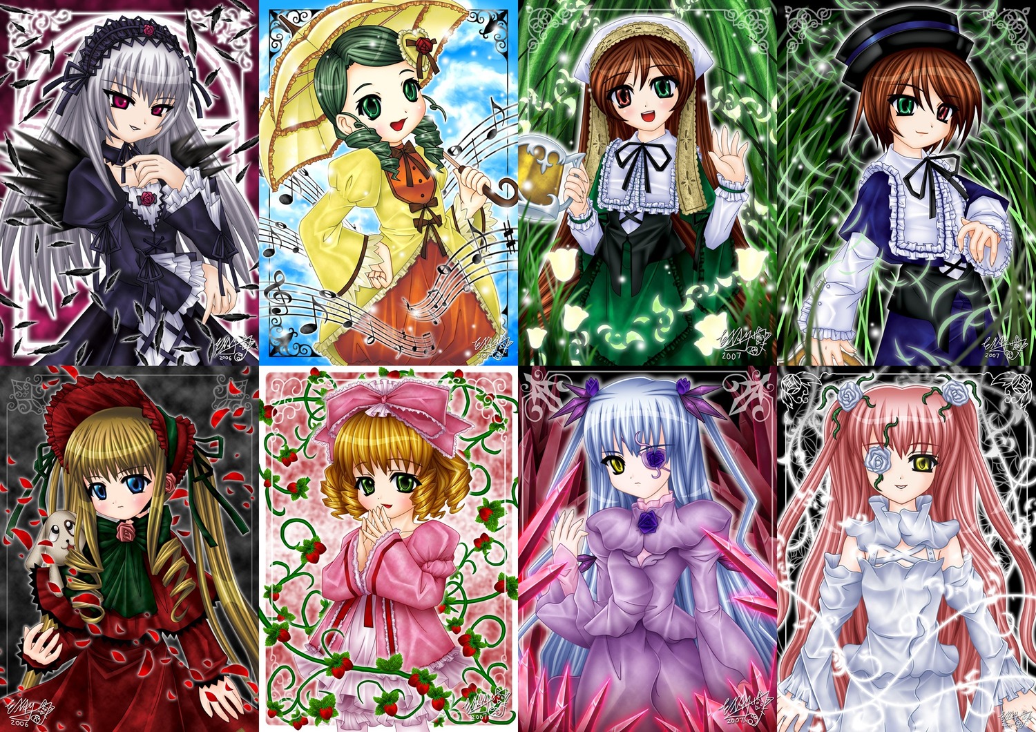 6+girls blonde_hair blue_eyes bonnet bow brown_hair dress frills green_eyes green_hair hairband hat head_scarf heterochromia hina_ichigo image kanaria long_hair long_sleeves looking_at_viewer multiple multiple_girls pink_bow pink_hair red_eyes shinku short_hair siblings silver_hair sisters smile souseiseki suigintou suiseiseki tagme twins twintails two_side_up very_long_hair wings yellow_eyes