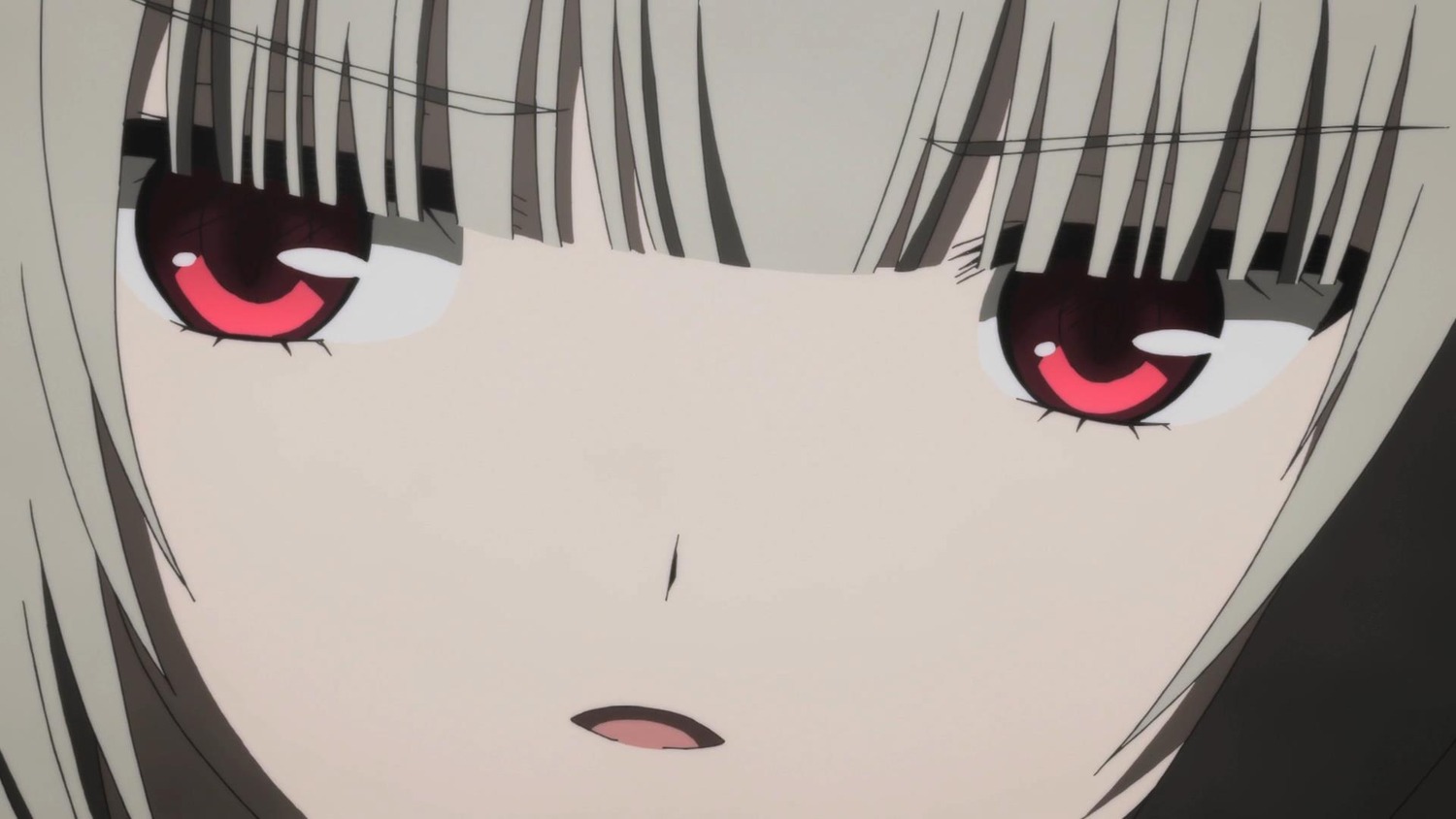 1girl auto_tagged bangs close-up eyebrows_visible_through_hair face image lips looking_at_viewer red_eyes simple_background solo suigintou