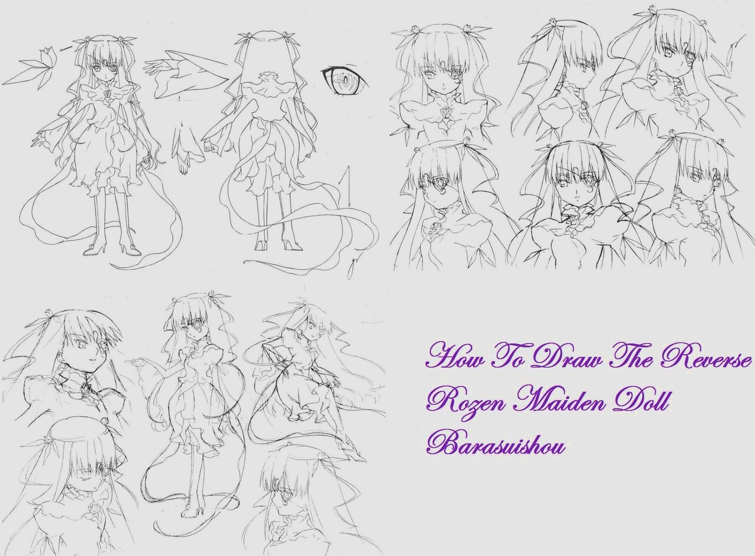 6+girls barasuishou bare_shoulders greyscale hair_ribbon image kaname_madoka lineart long_hair monochrome multiple_girls ribbon sketch solo thighhighs two_side_up ultimate_madoka very_long_hair weapon