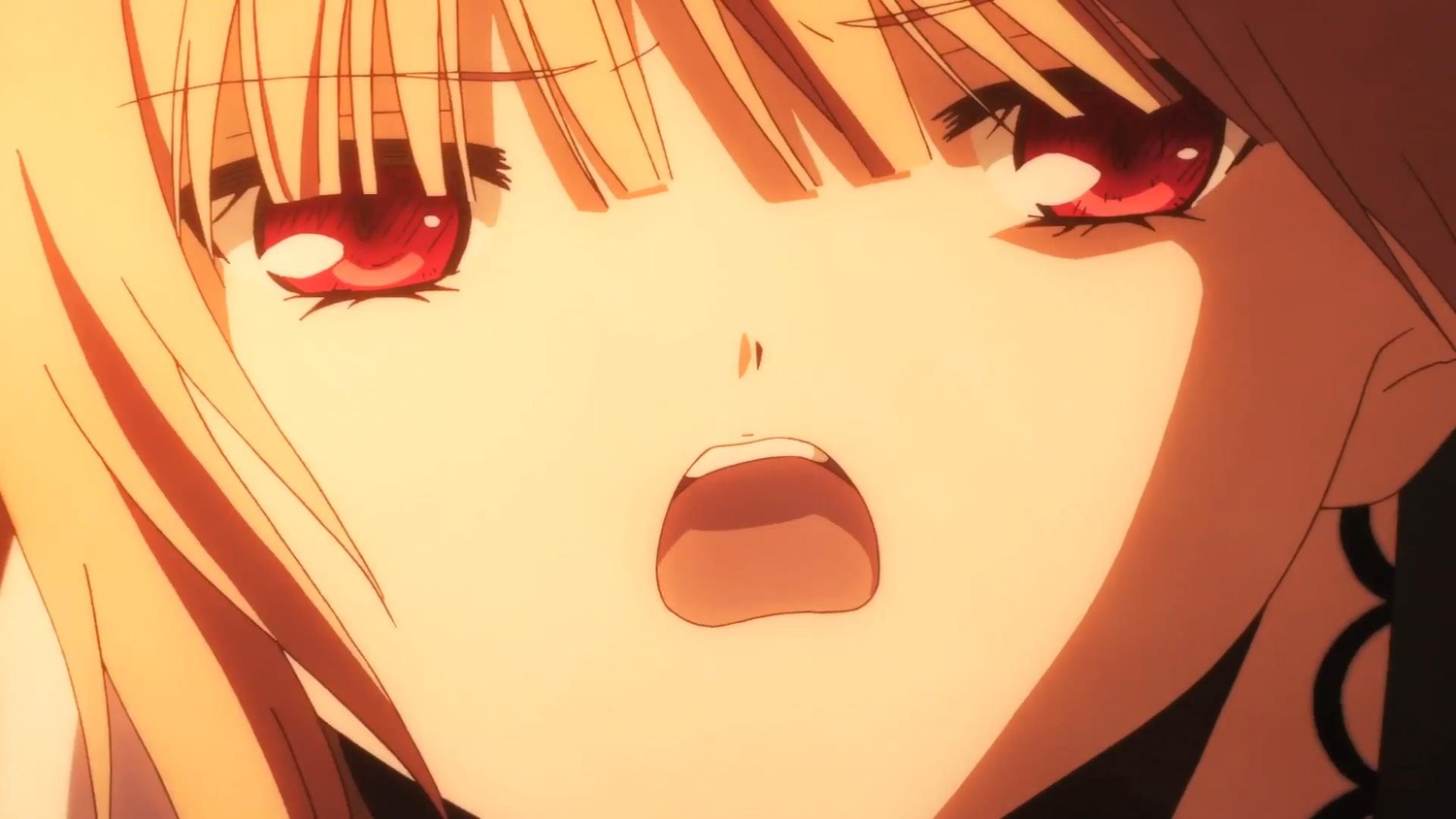 1girl bangs blonde_hair close-up eyebrows_visible_through_hair face image looking_at_viewer open_mouth red_eyes solo suigintou teeth