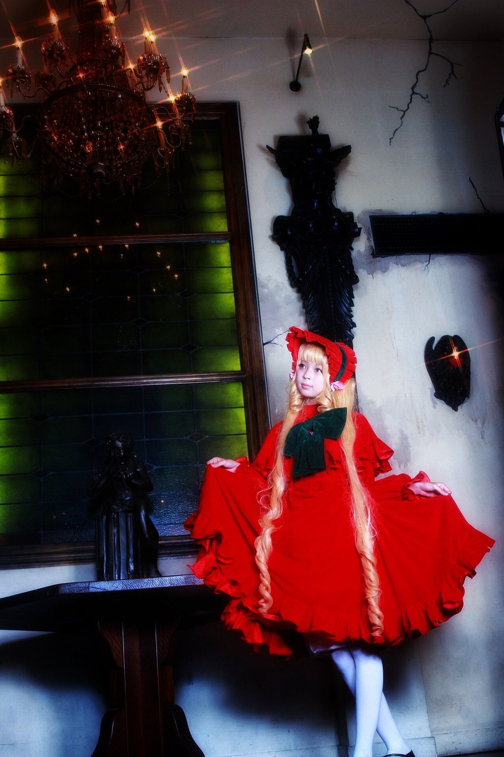 1girl dress indoors red_dress shinku solo