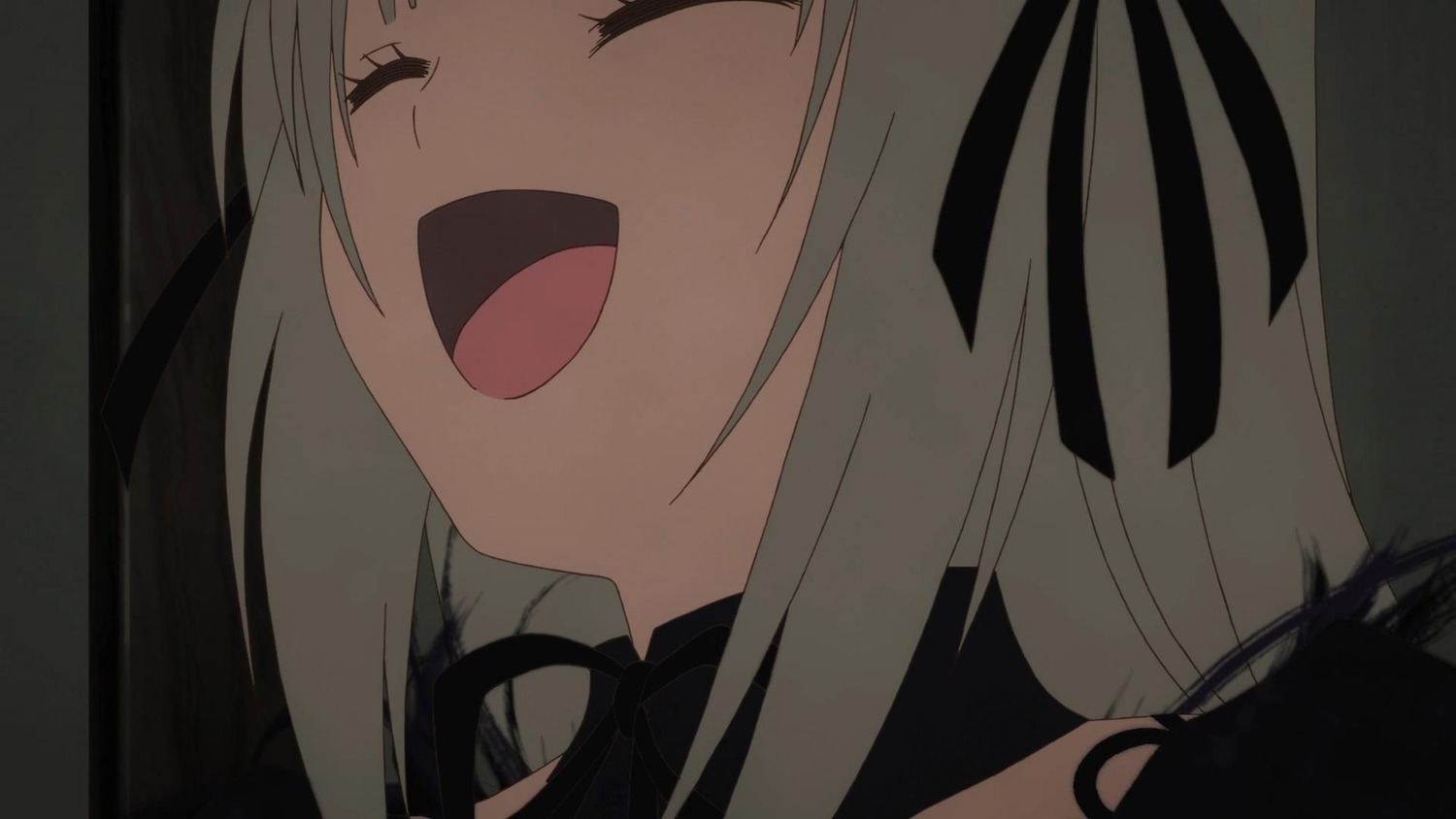 1girl :d ^_^ black_ribbon close-up closed_eyes face hair_ribbon image open_mouth portrait ribbon smile solo suigintou