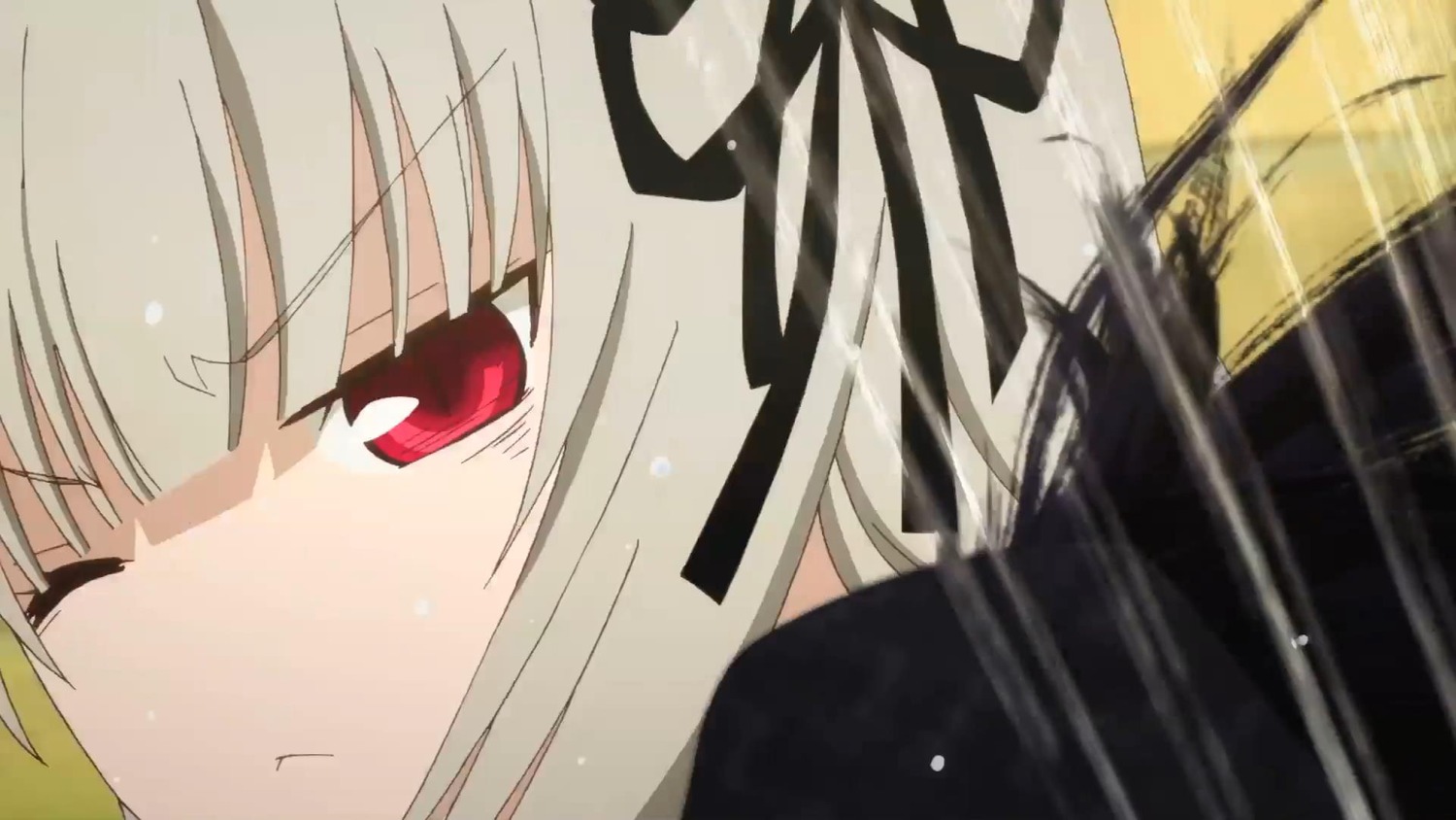 1girl bangs black_ribbon blush close-up closed_mouth dress eyebrows_visible_through_hair face hair_ribbon image long_hair red_eyes ribbon solo suigintou