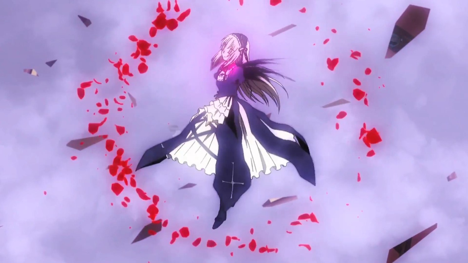 1girl dress flower image long_hair petals solo suigintou