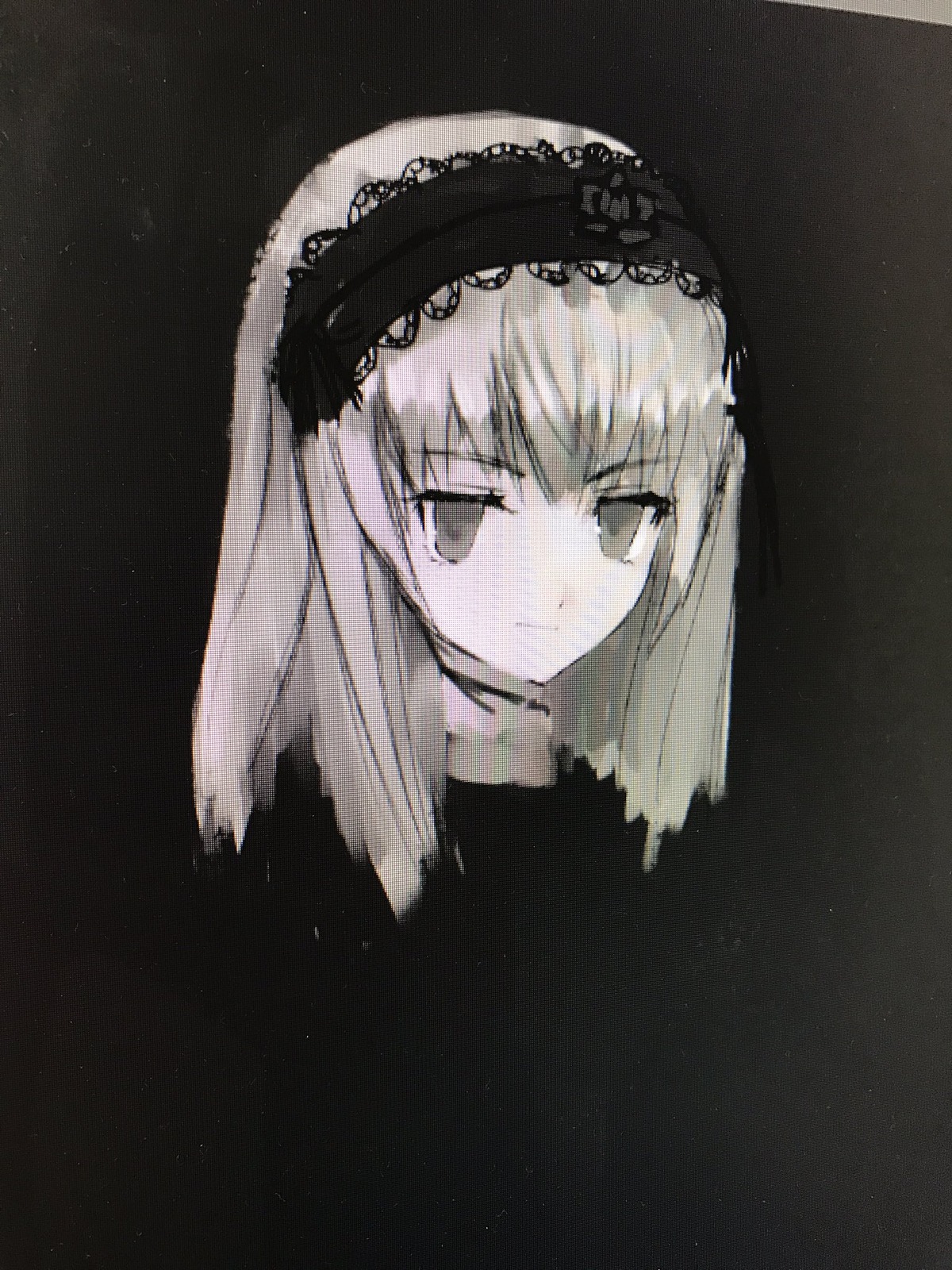 1girl bangs black_background closed_mouth dress eyebrows_visible_through_hair frilled_hairband hairband image long_hair looking_at_viewer solo suigintou
