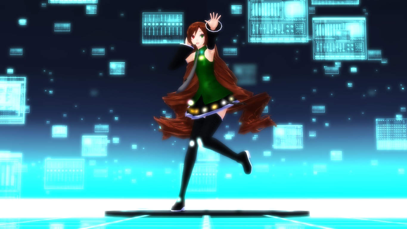 1girl black_legwear brown_hair dress green_eyes short_hair solo thighhighs