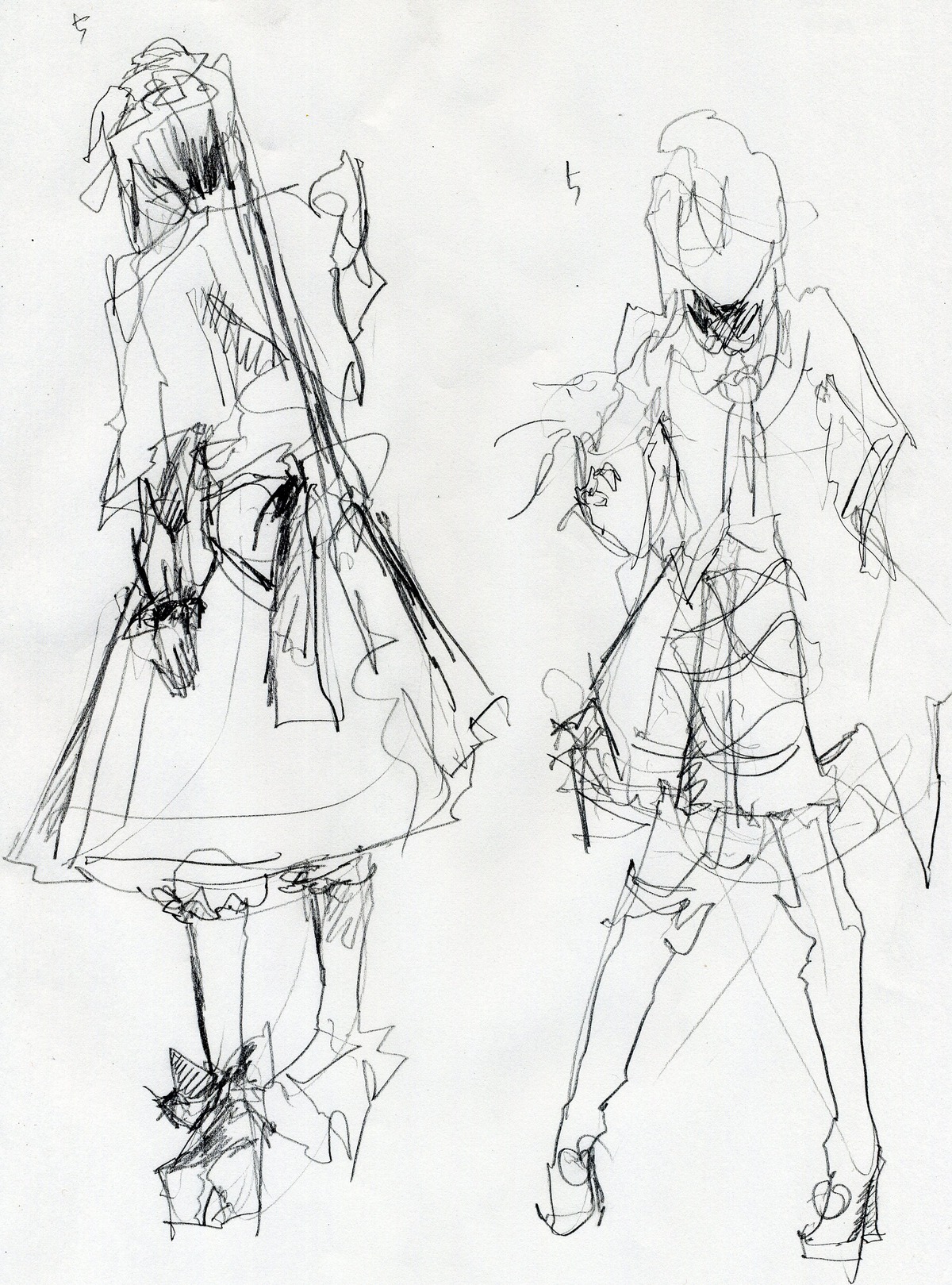 boots dress greyscale high_heels image kiryuuin_satsuki matoi_ryuuko monochrome pair shinku sketch suigintou