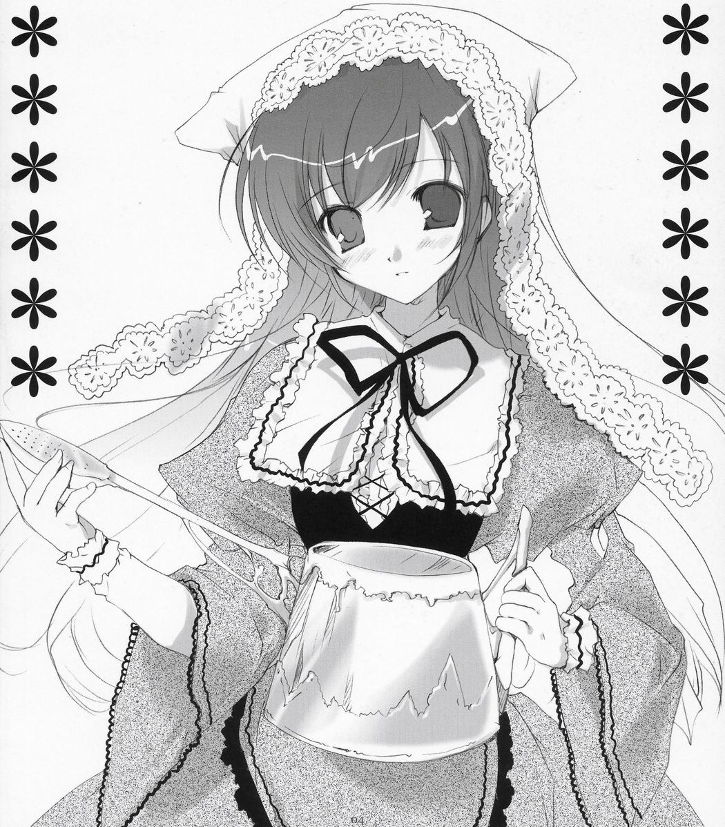 1girl blush capelet dress frills greyscale image long_hair long_sleeves looking_at_viewer monochrome smile solo suiseiseki very_long_hair