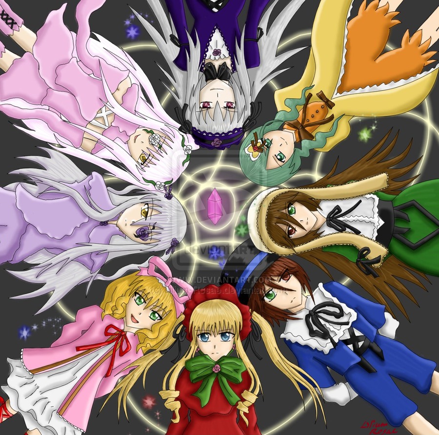 6+girls blonde_hair blue_eyes bow brown_hair dress frills heterochromia hina_ichigo image kanaria long_hair long_sleeves looking_at_viewer multiple multiple_girls pink_bow pink_dress red_eyes shinku siblings silver_hair sisters smile souseiseki suigintou suiseiseki tagme twins very_long_hair